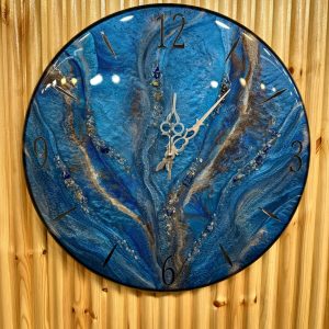 Doğal taşlı okyanus epoksi saat, 45 cm