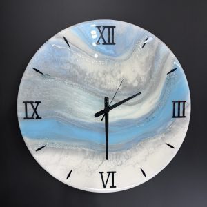 Gök mavisi doğal taşlı epoksi saat, 60 cm